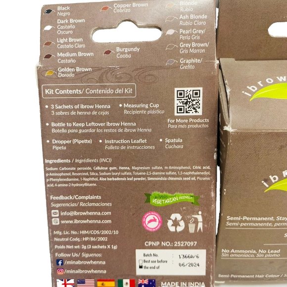 Mina Ibrow Henna Grey Brown Semi Permanent Eyebrow Colouring Kits Henna Eyebrows - Picture 7 of 7